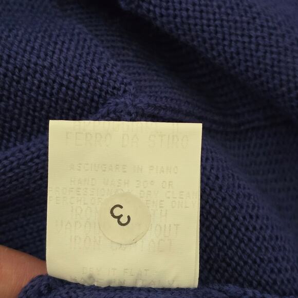 Liviana Conti Women’s Wool Knit Cardigan M Navy Blue Italy Artisanal Lagenlook - Picture 6 of 8